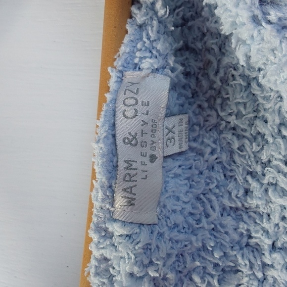 Warm & Cozy Light Blue Popcorn Soft Hoodie Fuzzy Neutral Sz.3X - Picture 7 of 8